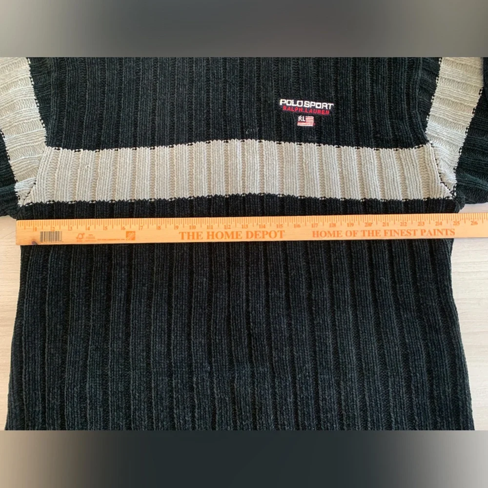 Vintage Polo‎ Sport Ralph Lauren Crewneck Knit Sweater Men’s XL Black/Grey